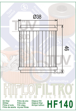 Filtro aceite HIFLOFILTER HF140 YZF/WR 250/450 09/10 YZF 450R 08/10 YBR XTZ