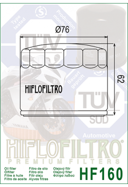 Filtro aceite HIFLOFILTER HF160 BMW F650/700/800 GS 08/14 S1000 K1000 05/14