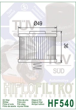 Filtro aceite HIFLOFILTER HF540 YAMAHA FZ16 08-16 BAJAJ