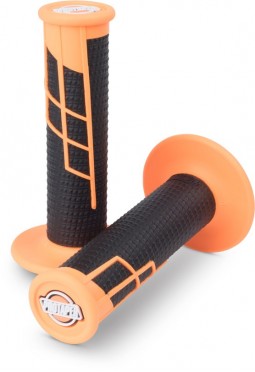 JUEGO PUÑOS PRO TAPER CLAMP-ON 1/2 WAFFLE NARANJA NEON /NEGRO 2 Y 4 TIEMPOS