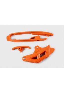 KIT GUIA CADENA + CUBRE HORQUILLON UFO KTM SX/SX-F 125/150/250/350/450 2016-2021 SX 250 2017-2021 NARANJA