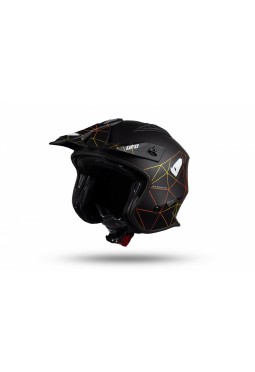 Casco Ufo Sheratan Jet Negro - Amarillo - Rojo